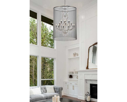 Elegant Vaille Crystal 15 Light Chandelier - Matte Black, L 44" (1131G44MB-RC)