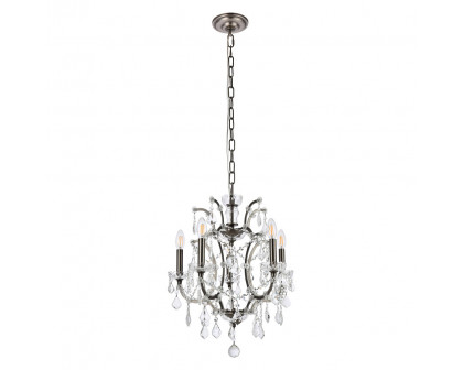 Elegant Rococo 5 Light Chandelier - Polished Nickel, L 18" (1138D18PN-RC)