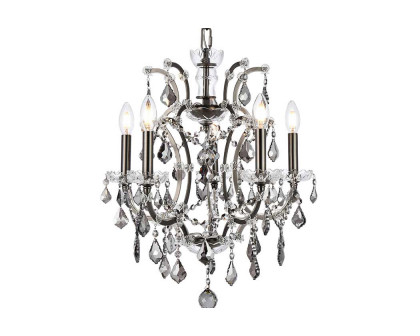 Elegant Rococo 5 Light Chandelier - Polished Nickel/Silver, L 18" (1138D18PN-SS-RC)