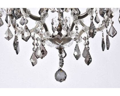 Elegant Rococo 5 Light Chandelier - Polished Nickel/Silver, L 18" (1138D18PN-SS-RC)