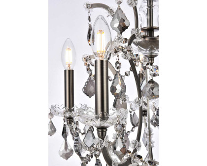 Elegant Rococo 5 Light Chandelier - Polished Nickel/Silver, L 18" (1138D18PN-SS-RC)