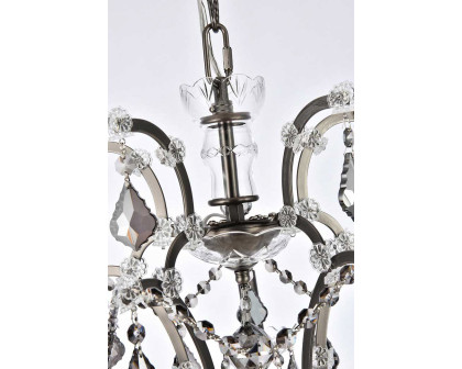 Elegant Rococo 5 Light Chandelier - Polished Nickel/Silver, L 18" (1138D18PN-SS-RC)