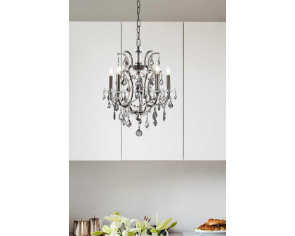 Elegant Rococo 5 Light Chandelier - Polished Nickel/Silver, L 18" (1138D18PN-SS-RC)