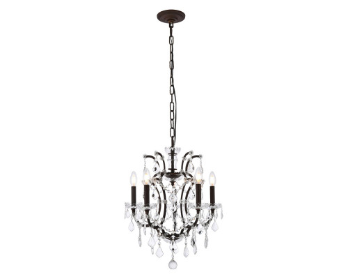 Elegant Rococo 5 Light Chandelier - Rustic Intent, L 18" (1138D18RI-RC)