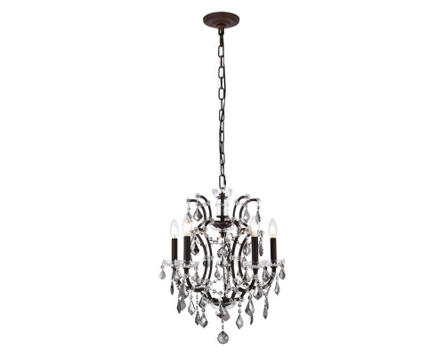 Elegant Rococo 5 Light Chandelier - Rustic Intent/Silver, L 18" (1138D18RI-SS-RC)