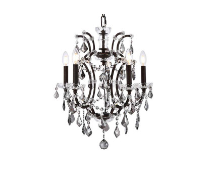 Elegant Rococo 5 Light Chandelier - Rustic Intent/Silver, L 18" (1138D18RI-SS-RC)