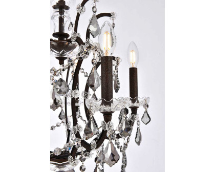 Elegant Rococo 5 Light Chandelier - Rustic Intent/Silver, L 18" (1138D18RI-SS-RC)