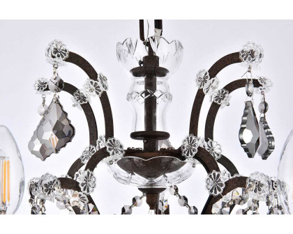 Elegant Rococo 5 Light Chandelier - Rustic Intent/Silver, L 18" (1138D18RI-SS-RC)