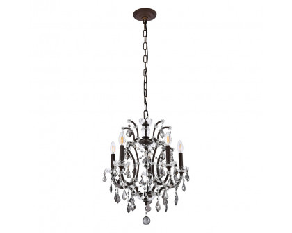 Elegant Rococo 5 Light Chandelier - Rustic Intent/Silver, L 18" (1138D18RI-SS-RC)