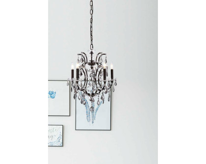 Elegant Rococo 5 Light Chandelier - Rustic Intent/Silver, L 18" (1138D18RI-SS-RC)