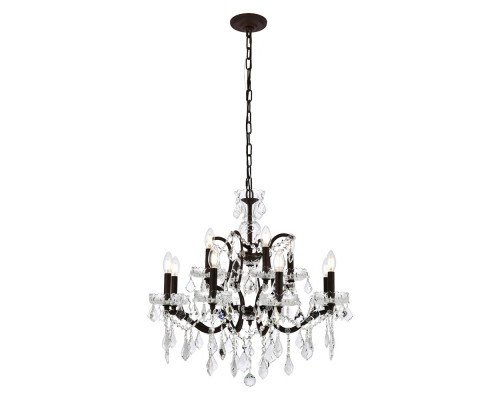 Elegant Rococo 5 Light Chandelier - Rustic Intent, L 26" (1138D26RI-RC)