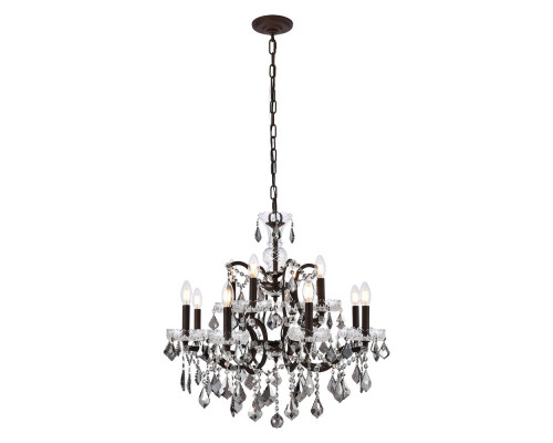 Elegant Rococo 5 Light Chandelier - Rustic Intent/Silver, L 26" (1138D26RI-SS-RC)