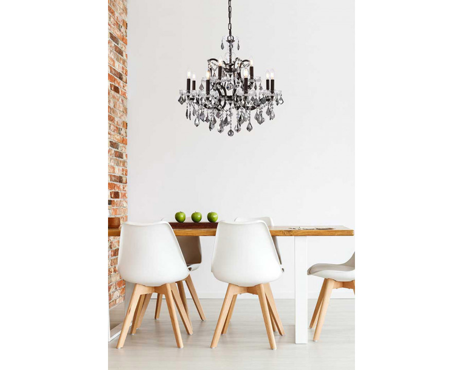 Elegant Rococo 5 Light Chandelier - Rustic Intent/Silver, L 26" (1138D26RI-SS-RC)