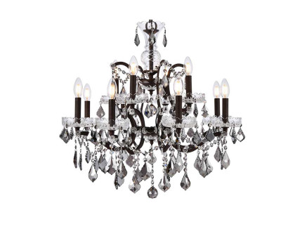 Elegant Rococo 5 Light Chandelier - Rustic Intent/Silver, L 26" (1138D26RI-SS-RC)