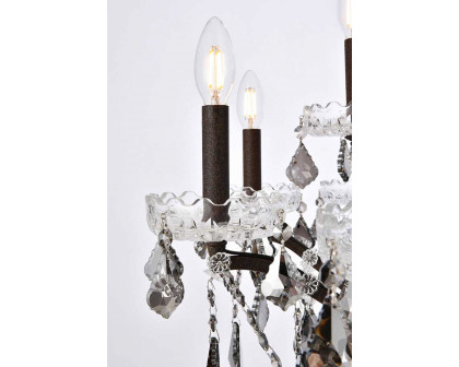 Elegant Rococo 5 Light Chandelier - Rustic Intent/Silver, L 26" (1138D26RI-SS-RC)