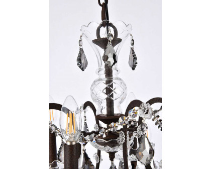 Elegant Rococo 5 Light Chandelier - Rustic Intent/Silver, L 26" (1138D26RI-SS-RC)