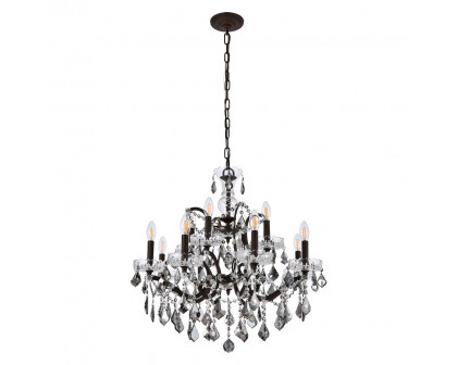 Elegant Rococo 5 Light Chandelier - Rustic Intent/Silver, L 26" (1138D26RI-SS-RC)