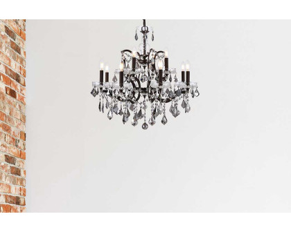 Elegant Rococo 5 Light Chandelier - Rustic Intent/Silver, L 26" (1138D26RI-SS-RC)