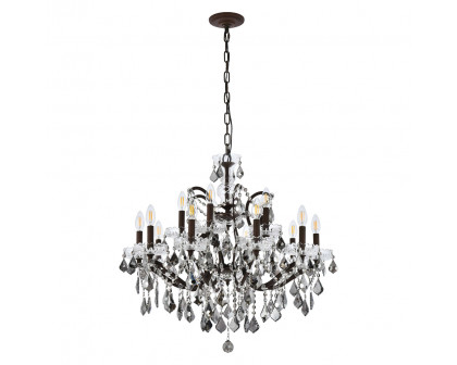 Elegant Rococo 5 Light Chandelier - Rustic Intent/Silver, L 30" (1138D30RI-SS-RC)