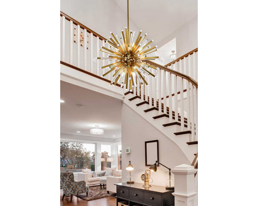 Elegant Chandelier - Burnished Brass, L 36" (1141G36BB)