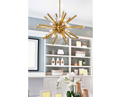 Elegant Chandelier - Burnished Brass, L 38" (1141G38BB)