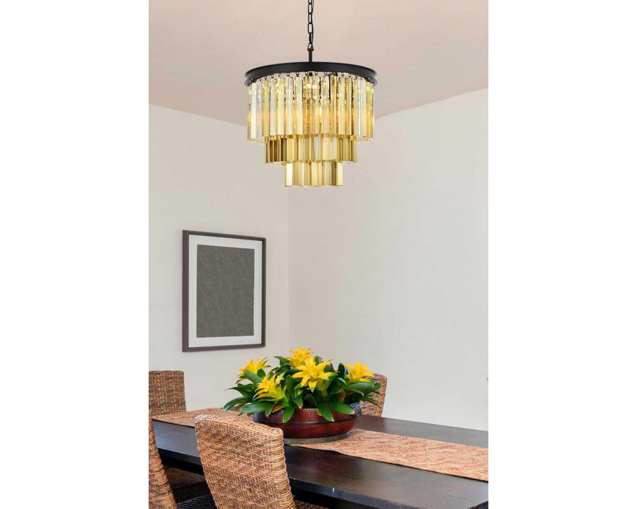 Elegant Urban Classic Sydney Collection Pendant Lamp - Matte Black/Gold, L 20" (1201D20MB-GT-RC)