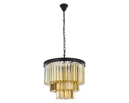 Elegant Urban Classic Sydney Collection Pendant Lamp - Matte Black/Gold, L 20" (1201D20MB-GT-RC)