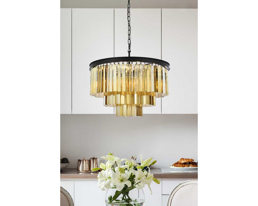 Elegant Urban Classic Sydney Collection Pendant Lamp - Matte Black/Gold, L 26" (1201D26MB-GT-RC)