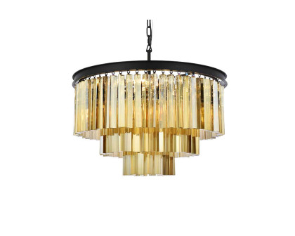 Elegant Urban Classic Sydney Collection Pendant Lamp - Matte Black/Gold, L 26" (1201D26MB-GT-RC)