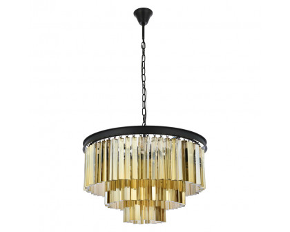 Elegant Urban Classic Sydney Collection Pendant Lamp - Matte Black/Gold, L 26" (1201D26MB-GT-RC)