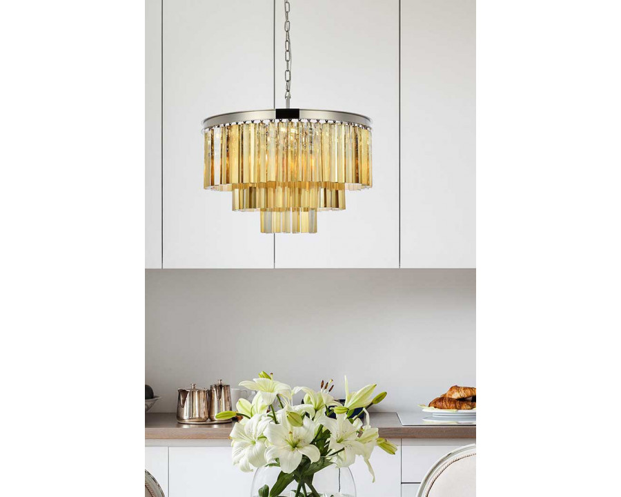 Elegant Urban Classic Sydney Collection Pendant Lamp - Polished Nickel/Gold, L 26" (1201D26PN-GT-RC)