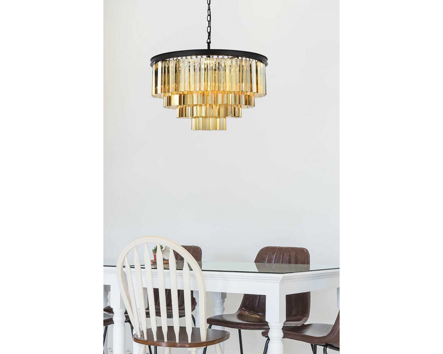 Elegant Urban Classic Sydney Collection Pendant Lamp - Matte Black/Gold, L 32" (1201D32MB-GT-RC)