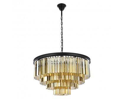 Elegant Urban Classic Sydney Collection Pendant Lamp - Matte Black/Gold, L 32" (1201D32MB-GT-RC)