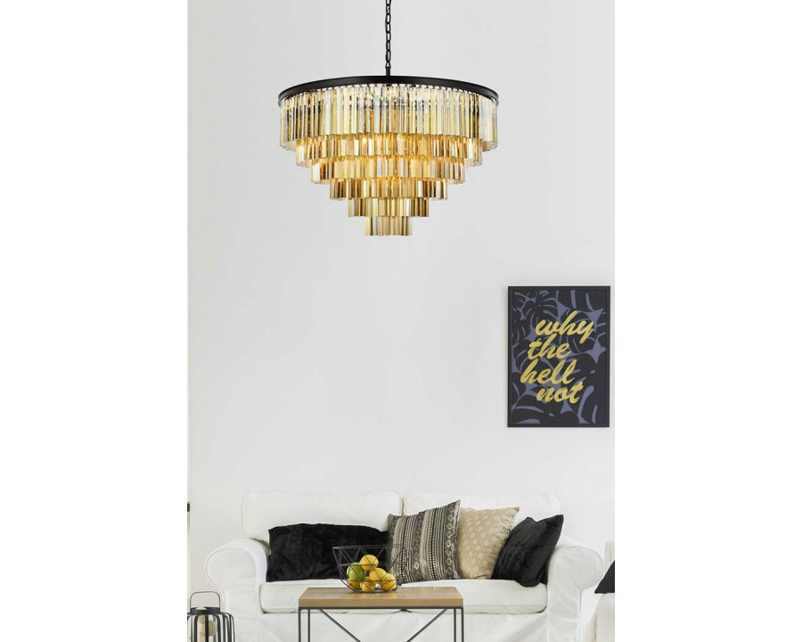 Elegant Urban Classic Sydney Collection Pendant Lamp - Matte Black/Gold, L 44" (1201D44MB-GT-RC)