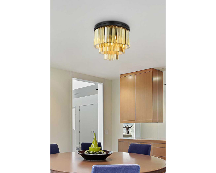 Elegant Sydney 9 Light Flush Mount - Matte Black/Gold, L 20" (1201F20MB-GT-RC)