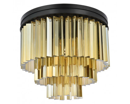 Elegant Sydney 9 Light Flush Mount - Matte Black/Gold, L 20" (1201F20MB-GT-RC)