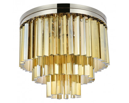 Elegant Sydney 9 Light Flush Mount - Polished Nickel/Gold, L 20" (1201F20PN-GT-RC)