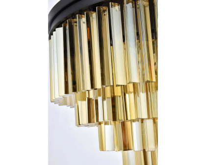 Elegant Sydney 9 Light Flush Mount - Matte Black/Gold, L 32" (1201F32MB-GT-RC)