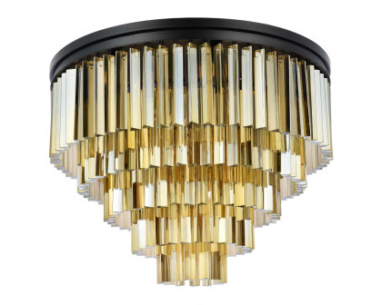 Elegant Sydney 9 Light Flush Mount - Matte Black/Gold, L 32" (1201F32MB-GT-RC)