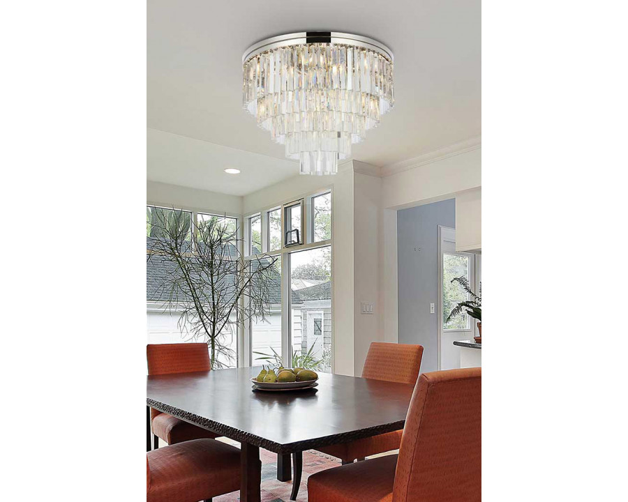 Elegant Sydney 9 Light Flush Mount - Polished Nickel, L 32" (1201F32PN-RC)