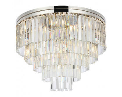 Elegant Sydney 9 Light Flush Mount - Polished Nickel, L 32" (1201F32PN-RC)