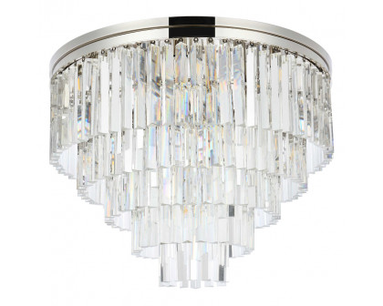 Elegant Sydney 9 Light Flush Mount - Polished Nickel, L 32" (1201F32PN-RC)