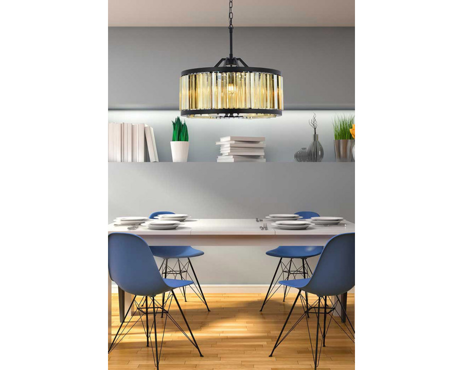 Elegant Prism 8 Light Round Chandelier - Matte Black/Gold, L 28" (1203D28MB-GT-RC)