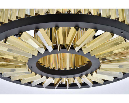 Elegant Prism 8 Light Round Chandelier - Matte Black/Gold, L 28" (1203D28MB-GT-RC)