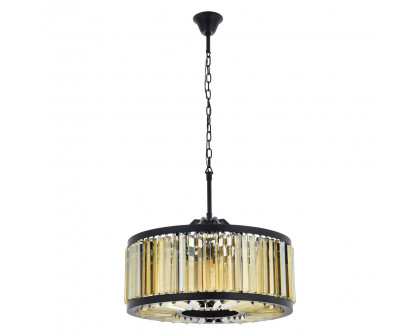 Elegant Prism 8 Light Round Chandelier - Matte Black/Gold, L 28" (1203D28MB-GT-RC)