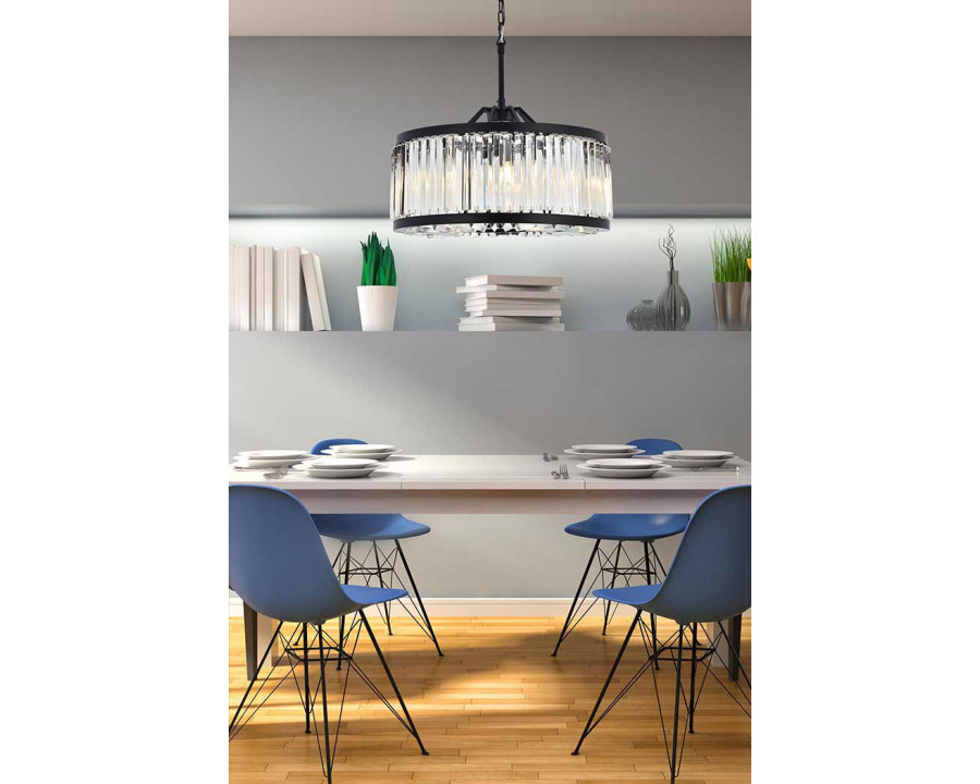 Elegant Prism 8 Light Round Chandelier - Matte Black, L 28" (1203D28MB-RC)