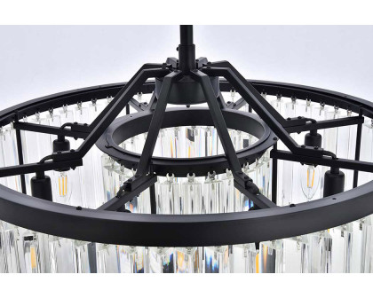 Elegant Prism 8 Light Round Chandelier - Matte Black, L 28" (1203D28MB-RC)