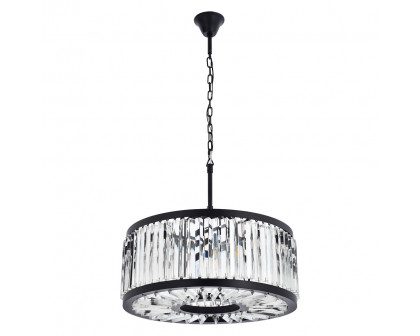 Elegant Prism 8 Light Round Chandelier - Matte Black, L 28" (1203D28MB-RC)