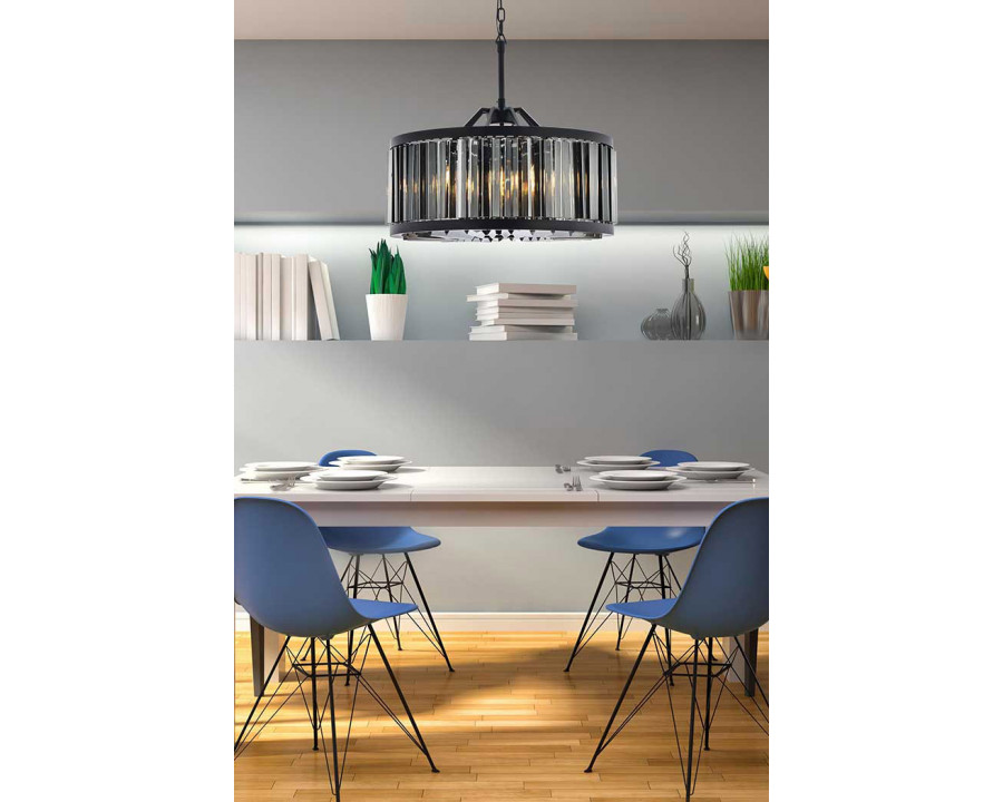 Elegant Prism 8 Light Round Chandelier - Matte Black/Silver, L 28" (1203D28MB-SS-RC)