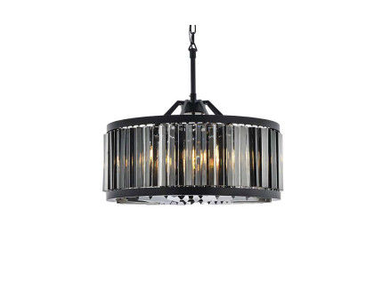 Elegant Prism 8 Light Round Chandelier - Matte Black/Silver, L 28" (1203D28MB-SS-RC)